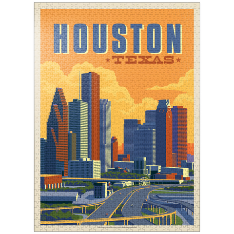 puzzleplate Houston, Texas: Skyline, Vintage Poster 1000 Jigsaw Puzzle