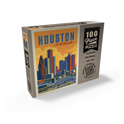 Houston, Texas: Skyline, Vintage Poster 100 Jigsaw Puzzle box view2
