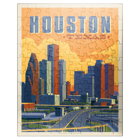 puzzleplate Houston, Texas: Skyline, Vintage Poster 100 Jigsaw Puzzle