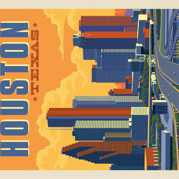 Houston, Texas: Skyline, Vintage Poster 100 Jigsaw Puzzle 3D Modell