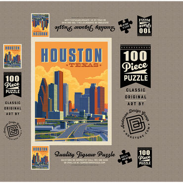 Houston, Texas: Skyline, Vintage Poster 100 Jigsaw Puzzle box 3D Modell