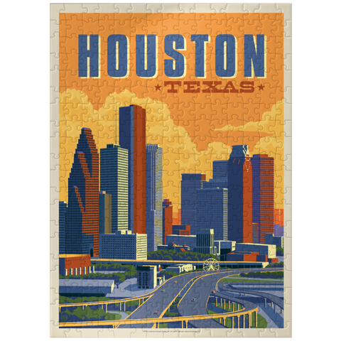 puzzleplate Houston, Texas: Skyline, Vintage Poster 300 Jigsaw Puzzle