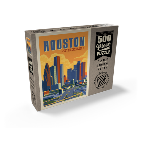Houston, Texas: Skyline, Vintage Poster 500 Jigsaw Puzzle box view2