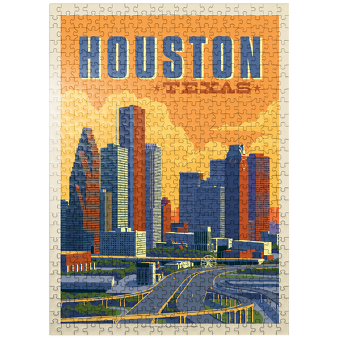 puzzleplate Houston, Texas: Skyline, Vintage Poster 500 Jigsaw Puzzle