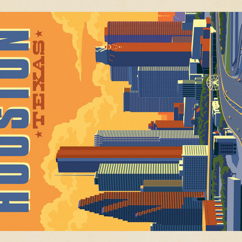 Houston, Texas: Skyline, Vintage Poster 500 Jigsaw Puzzle 3D Modell