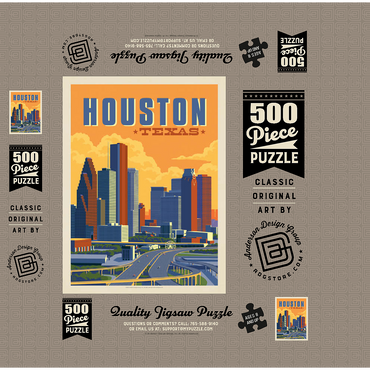 Houston, Texas: Skyline, Vintage Poster 500 Jigsaw Puzzle box 3D Modell