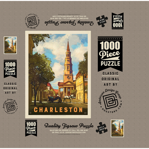 Charleston, South Carolina: St Philip's Church, Vintage Poster 1000 Jigsaw Puzzle box 3D Modell