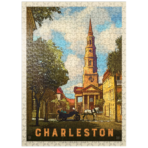 puzzleplate Charleston, South Carolina: St Philip's Church, Vintage Poster 500 Jigsaw Puzzle