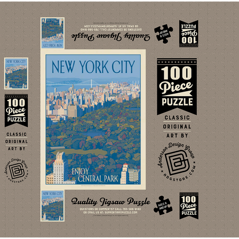 New York City: Enjoy Central Park, Vintage Poster 100 Jigsaw Puzzle box 3D Modell