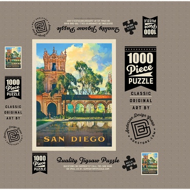 San Diego, CA: Balboa Park, Vintage Poster 1000 Jigsaw Puzzle box 3D Modell