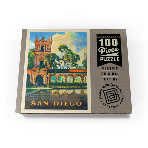 San Diego, CA: Balboa Park, Vintage Poster 100 Jigsaw Puzzle box view3