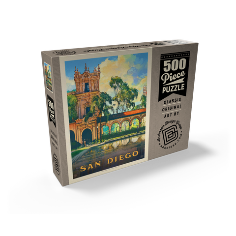 San Diego, CA: Balboa Park, Vintage Poster 500 Jigsaw Puzzle box view2