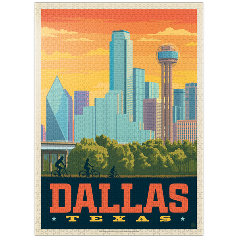 puzzleplate Dallas, Texas: Sunset Skyline, Vintage Poster 1000 Jigsaw Puzzle