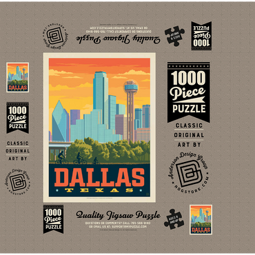 Dallas, Texas: Sunset Skyline, Vintage Poster 1000 Jigsaw Puzzle box 3D Modell