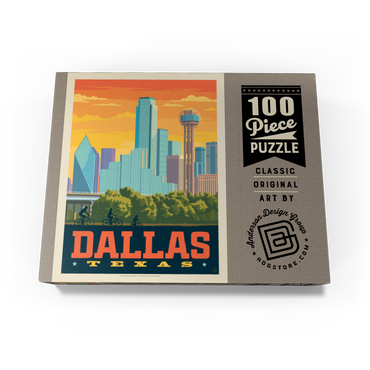 Dallas, Texas: Sunset Skyline, Vintage Poster 100 Jigsaw Puzzle box view3