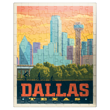 puzzleplate Dallas, Texas: Sunset Skyline, Vintage Poster 100 Jigsaw Puzzle