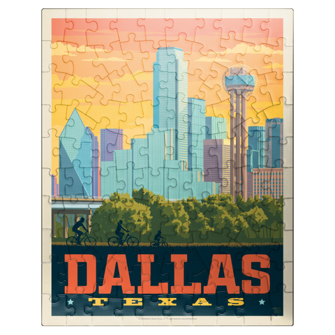 puzzleplate Dallas, Texas: Sunset Skyline, Vintage Poster 100 Jigsaw Puzzle
