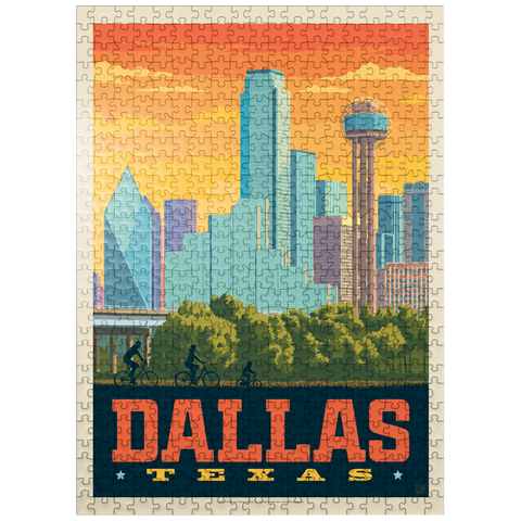 puzzleplate Dallas, Texas: Sunset Skyline, Vintage Poster 500 Jigsaw Puzzle