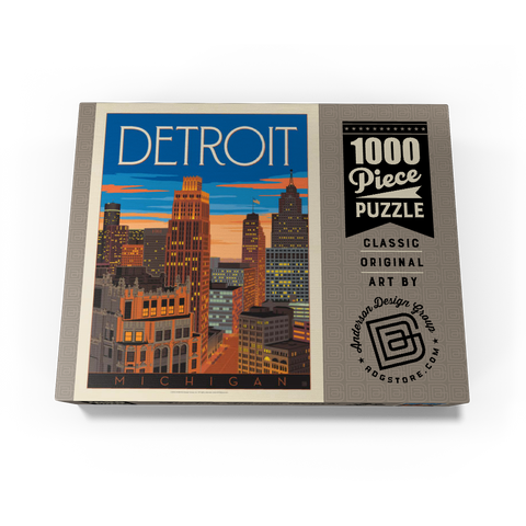Detroit, MI: skyline, vintage poster 1000 Jigsaw Puzzle box view3