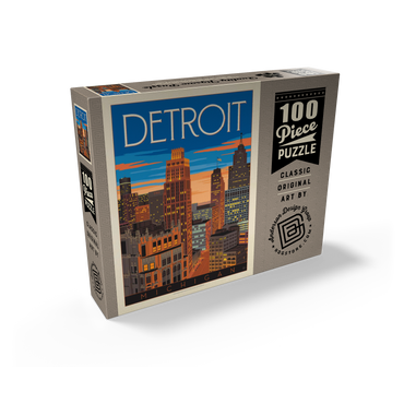 Detroit, MI: skyline, vintage poster 100 Jigsaw Puzzle box view2