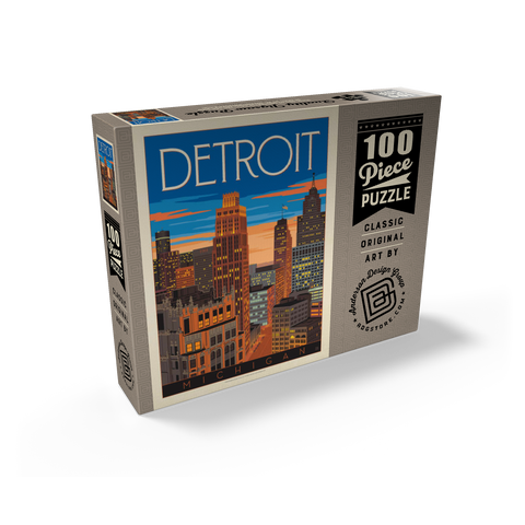 Detroit, MI: skyline, vintage poster 100 Jigsaw Puzzle box view2