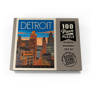 Detroit, MI: skyline, vintage poster 100 Jigsaw Puzzle box view3