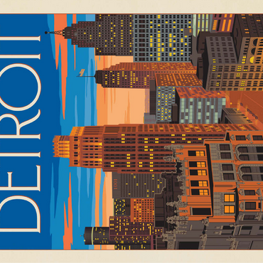 Detroit, MI: skyline, vintage poster 100 Jigsaw Puzzle 3D Modell