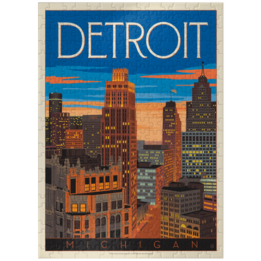 puzzleplate Detroit, MI: skyline, Vintage Poster 300 Jigsaw Puzzle