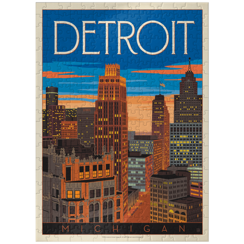 puzzleplate Detroit, MI: skyline, Vintage Poster 300 Jigsaw Puzzle