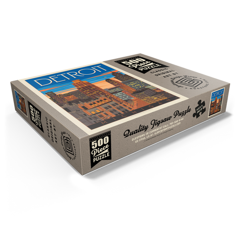 Detroit, MI: skyline, vintage poster 500 Jigsaw Puzzle box view1