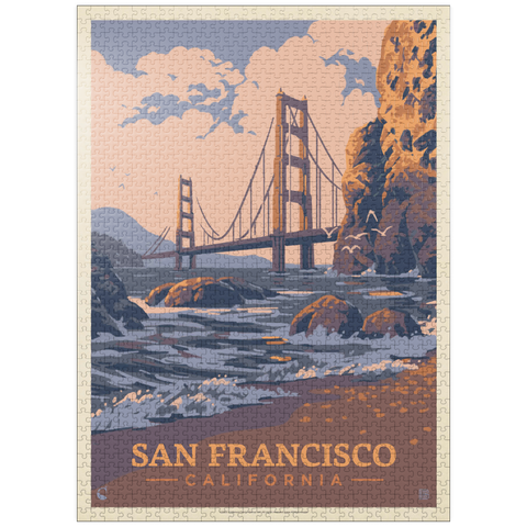 puzzleplate San Francisco, CA: Golden Gate-Water's Edge, Vintage Poster 1000 Jigsaw Puzzle