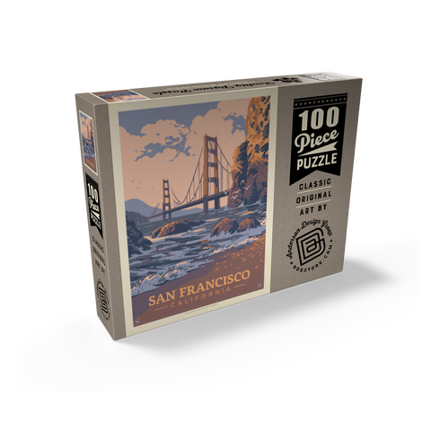 San Francisco, CA: Golden Gate-Water's Edge, Vintage Poster 100 Jigsaw Puzzle box view2