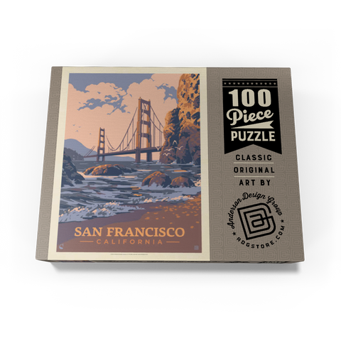 San Francisco, CA: Golden Gate-Water's Edge, Vintage Poster 100 Jigsaw Puzzle box view3