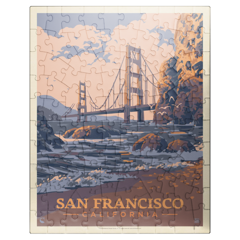 puzzleplate San Francisco, CA: Golden Gate-Water's Edge, Vintage Poster 100 Jigsaw Puzzle
