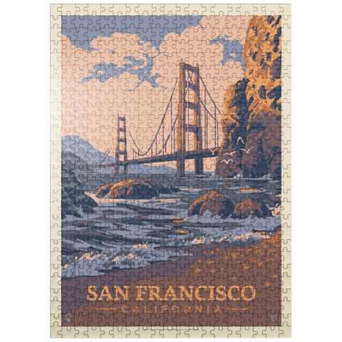 puzzleplate San Francisco, CA: Golden Gate-Water's Edge, Vintage Poster 500 Jigsaw Puzzle