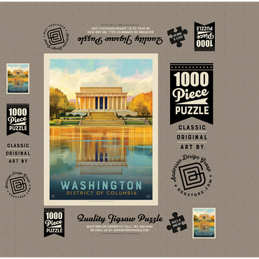 Washington, DC: Lincoln Memorial, Vintage Poster 1000 Jigsaw Puzzle box 3D Modell