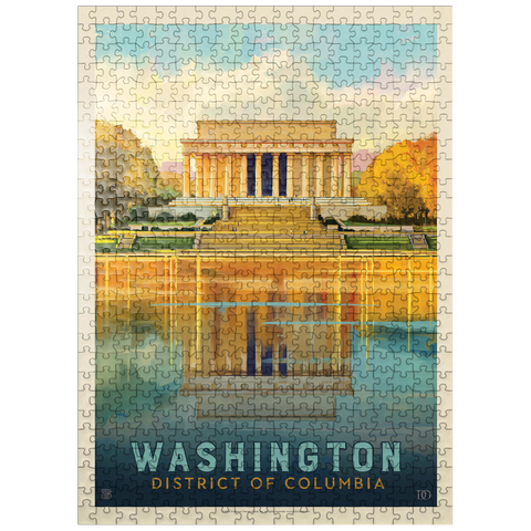 puzzleplate Washington, DC: Lincoln Memorial, Vintage Poster 500 Jigsaw Puzzle