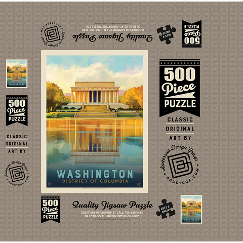 Washington, DC: Lincoln Memorial, Vintage Poster 500 Jigsaw Puzzle box 3D Modell