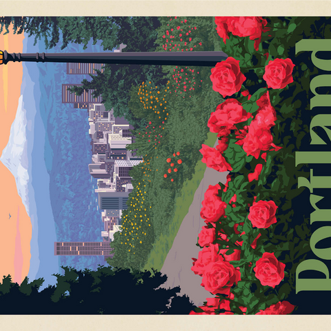 Portland, Oregon: City Of Roses, Vintage Poster 1000 Jigsaw Puzzle 3D Modell