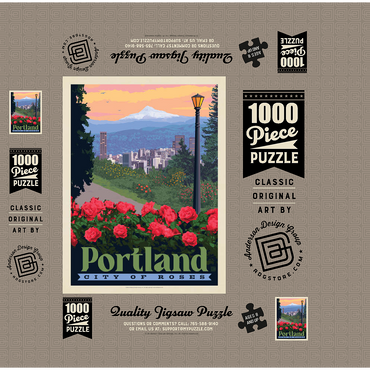 Portland, Oregon: City Of Roses, Vintage Poster 1000 Jigsaw Puzzle box 3D Modell