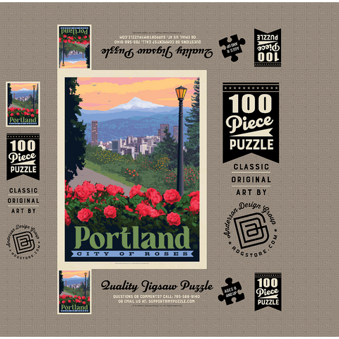 Portland, Oregon: City Of Roses, Vintage Poster 100 Jigsaw Puzzle box 3D Modell