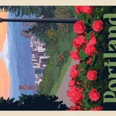Portland, Oregon: City Of Roses, Vintage Poster 500 Jigsaw Puzzle 3D Modell