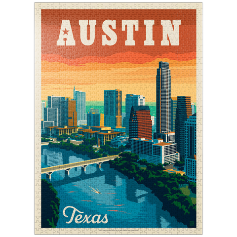 puzzleplate Austin, Texas: Skyline, Vintage Poster 1000 Jigsaw Puzzle
