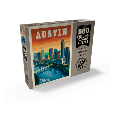 Austin, Texas: Skyline, Vintage Poster 500 Jigsaw Puzzle box view2
