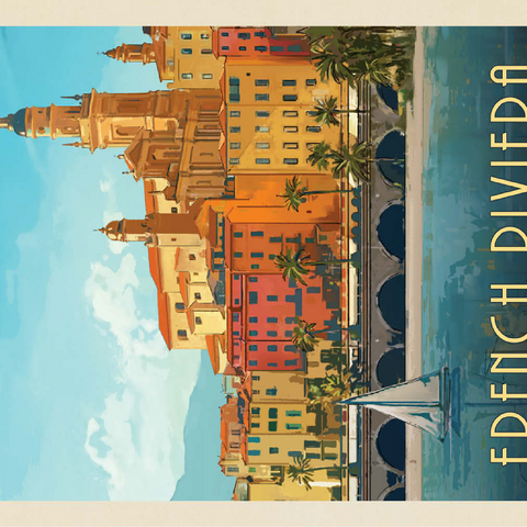 France: French Riviera, Vintage Poster 100 Jigsaw Puzzle 3D Modell