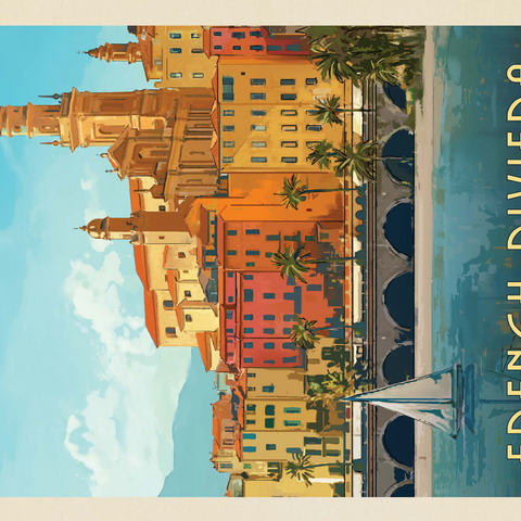 France: French Riviera, Vintage Poster 500 Jigsaw Puzzle 3D Modell