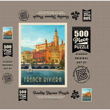 France: French Riviera, Vintage Poster 500 Jigsaw Puzzle box 3D Modell