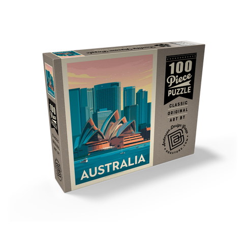 Australia: Sydney Skyline, Vintage Poster 100 Jigsaw Puzzle box view2