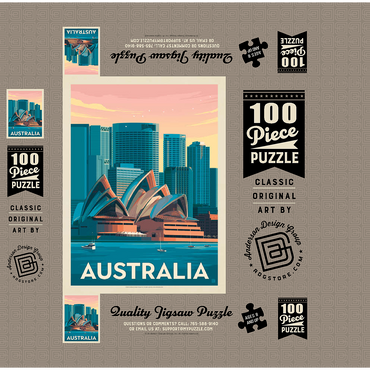 Australia: Sydney Skyline, Vintage Poster 100 Jigsaw Puzzle box 3D Modell