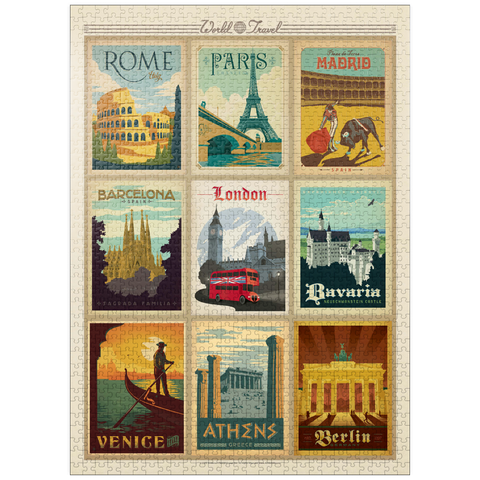 puzzleplate Europe Travel, Collage, Vintage poster 1000 Jigsaw Puzzle